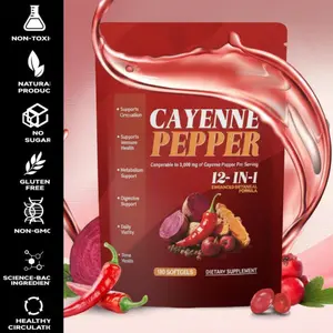12-in-1 Cayenne Pepper Softgels Herbal Supplement - Natural, Botanical Formula with Berberine for Heart Health, Blood Pressure Support & Healthy Circulation