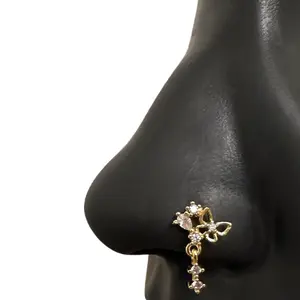 Pixie Butterfly Nose Stud - Surgical Steel, 20 Gauge, L-Shape, Hypoallergenic, Lead & Nickel Free, Durable Quality, Includes Case & Pouch