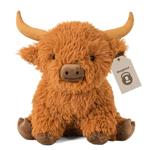 5lbs Highland Cow Weighted Stuffed Animals, 16in Tall Big Highland Cow Plush Toy, Soft Adorable Stuffed Animal for Kids and Adults Highland Cattle Gift Plushie Decor