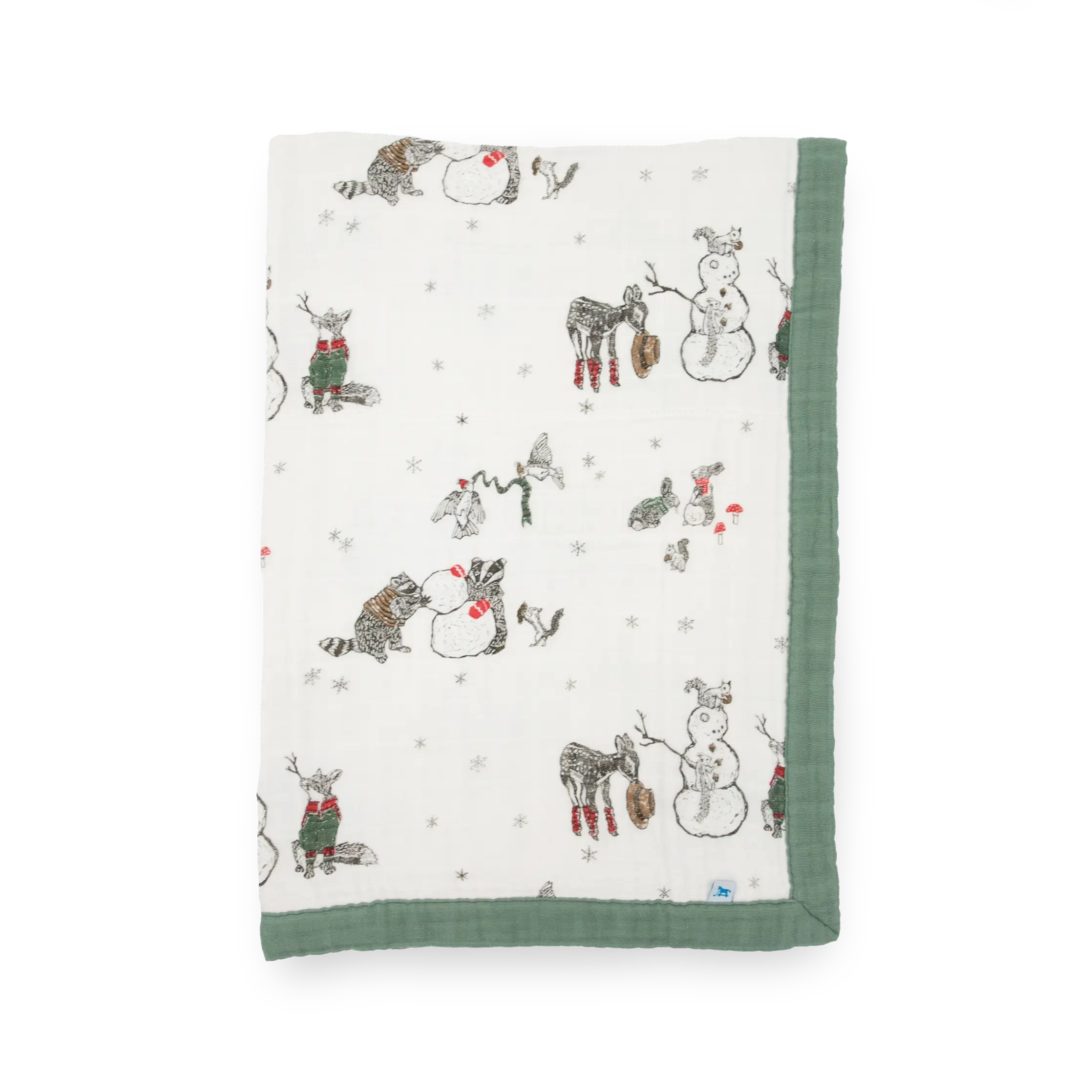 Cotton Muslin Baby Quilt, Cozy Bedding for Snow Day Themed Nursery Use, Gentle Soft Bedding