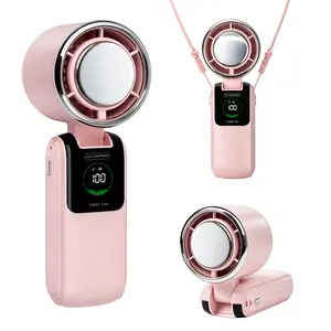 Portable Handheld Turbo Fan with Ice Cooling, Rechargeable Personal Fan, Up tp 12Hrs Cooling, 5 Speed 25550RPM Powerful Portable Fan for Travel, Outdoor, Camping, Hiking