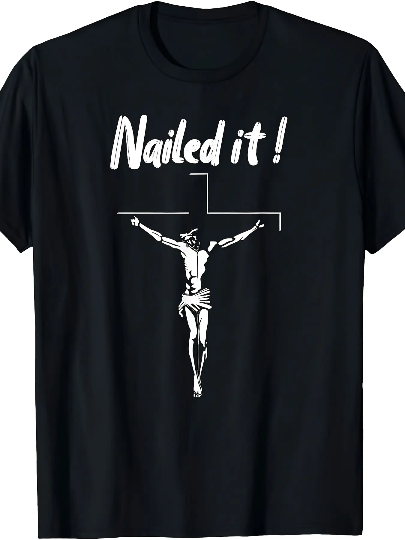 Atheist Punk Goth TShirt |   Jesus Nailed It Unisex Retro Atheist Graphic Tee Pure Short Sleeve Shirt with Crucifixion Design for Goth Subculture Religious Debate