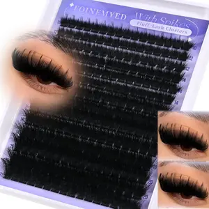 168 Dense Cartoon Eyelash Clusters, 500D Fluffy Anime Lashes, Simple Wear, 12-22mm Thick Wispy D Curl, 3D Padded Eyelashes, Cosmetic Makeup