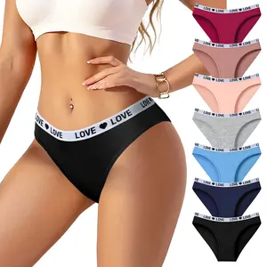 HOTCOM Women's High Rise Comfortable Casual Panties Set Soft Breathable Mixed Color 7/14 Pack with Love Print for Everyday Wear Fashion Activewear Machine Washable Athletic Sportswear