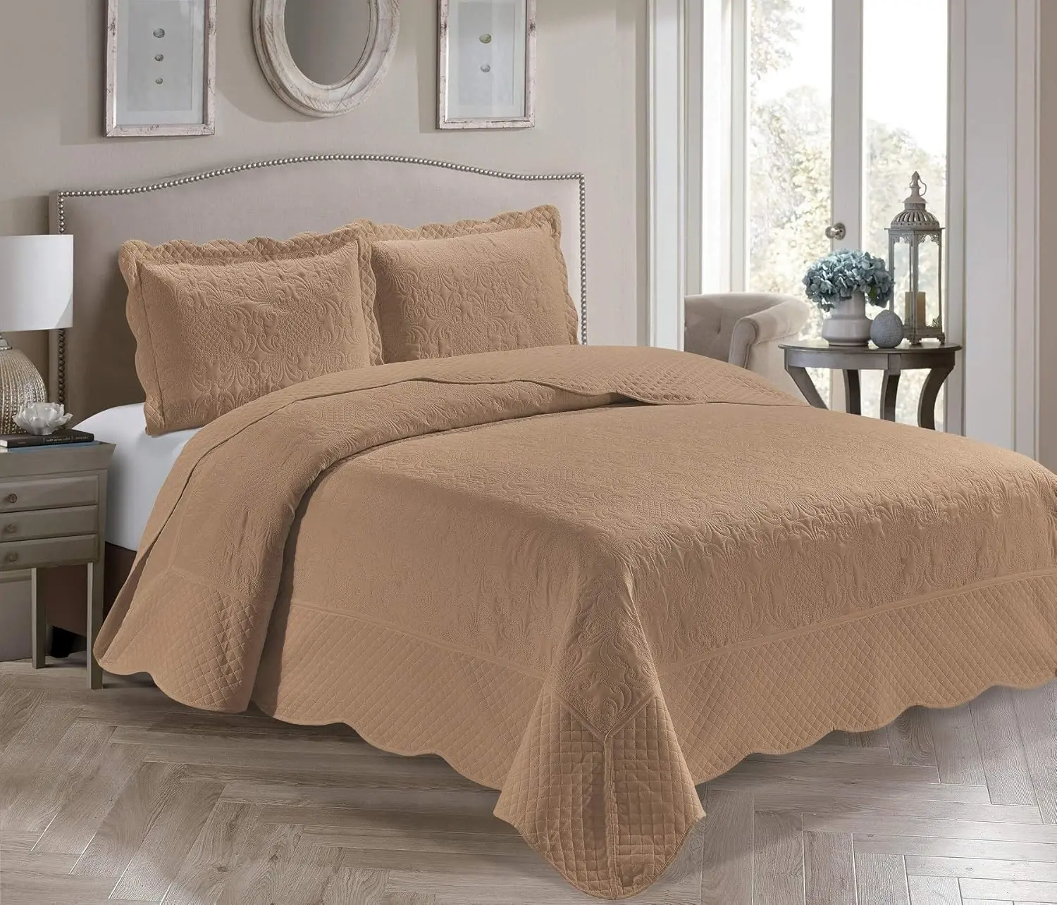 Home Collection 3 Piece Over Size Embossed Solid Color Coverlet Bedspread  New # Veronica