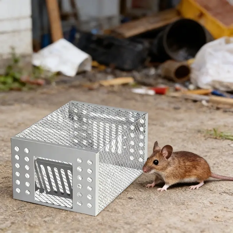 1pc/3pcs Silver Iron Mouse Trap Cage, Effective One-Way Entry Rodent Catcher, Home Pest Control