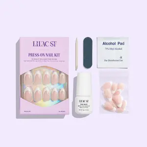 Lilac St Naturals Nail Collection - Natural Look Versatile Styles with Natural Ingredients for Everyday Use Press-On Nail Kit Almond Medium