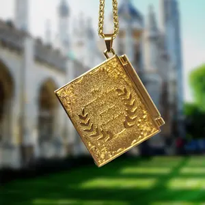 Talking Cross Necklace, Openable Bible Pendant Metal Page, Christian Party Gift Jewelry, Religious Anniversary Engagement Birthday Gift 24 "Gold-plated Amulet, Waterproof Hollowed-out Design, Daily Wear Can Change Family And Lover Photos