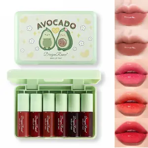 6-Color Korean Cosmetic Matte Liquid Lip Multi-Pack - Watery Velvet Tint, Non-Stick Gloss, Long-Lasting Makeup for Lips and Cheeks, Lip Color Pigment