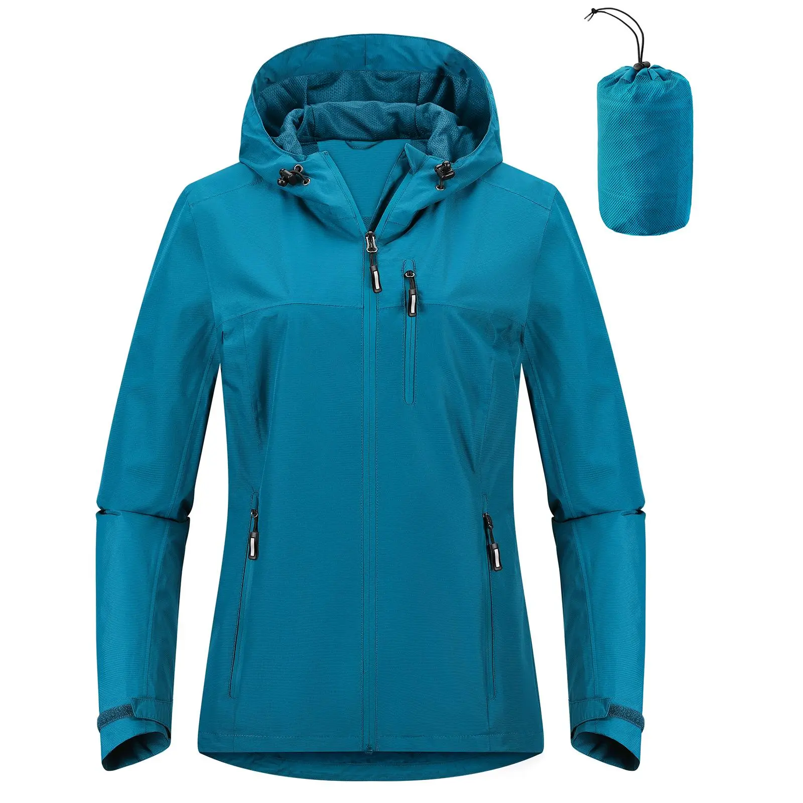 Outdoor Ventures Packable Rain Jacket Women Lightweight Waterproof Raincoat with Hood Cycling Bike Jacket