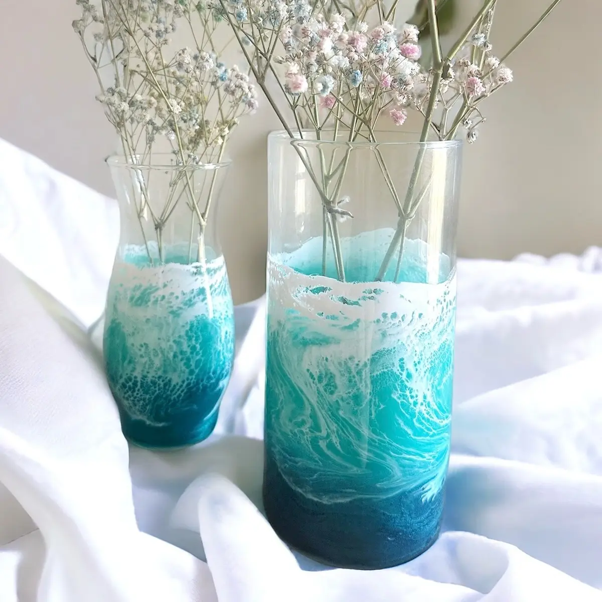 Ocean Resin Flower Vase | Bridal Floral Vase | Coastal Vase | Beach House | Mothers Day Gift | Beach Wedding | Anniversary Flowers Decor