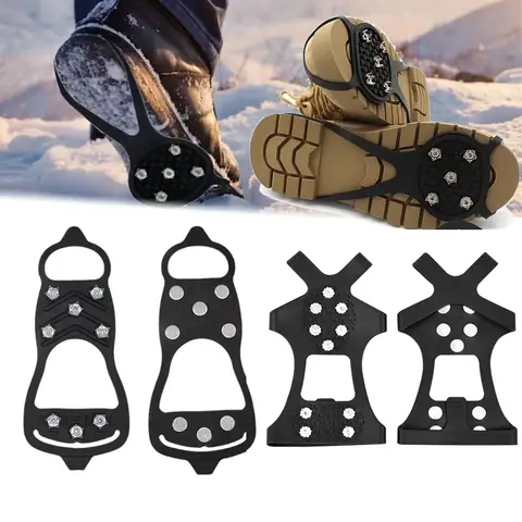 Ice claw non slip spikes 5/8/10 teeth, Anti-Slip Traction Climbing Spike - Durable Rubber Ice Grips for Hiking, Rock Climbing, Fishing & Snow Sports, Suitable for Men & Women（1 pair）