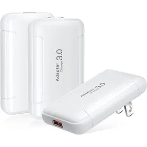 Flat USB Wall Charger, Costyle 3 Pack 18W Quick Fast Charge 3.0 Slim USB Wall Plug Adapter Fast Charging Block with Foldable Plug for iPhone 13 12 11 XR, Samsung Galaxy S21 S20 A54 (White)