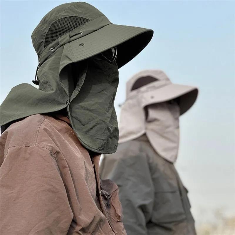 Fisherman's Hat, Summer Sun Protection Sun Hat, Men's Outdoor Hiking Hat, Fishing Hat, Face Covering and Neck Protection All-in-One Hat, Wide-brimmed Sun Hat