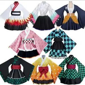 Ashburn Studio Bilibili Demon Slayer Anime Inosuke Kamado Nezuko Cosplay Costume Polyester Halloween Maid Dress Outfit for Women