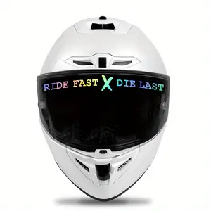 1PC RIDE FAST X DIE LAST Creative Laser Letter Motorcycle Sticker Decals for Motorcycle Helmet Fender Side Panel Car Windshield DIY Decoration Durable Waterproof Sunscreen Material Best Choice for Racer Gifts