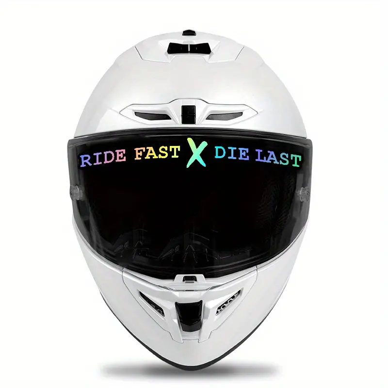 1PC RIDE FAST X DIE LAST Creative Laser Letter Motorcycle Sticker Decals for Motorcycle Helmet Fender Side Panel Car Windshield DIY Decoration Durable Waterproof Sunscreen Material Best Choice for Racer Gifts Motorcycle Helmet Stickers