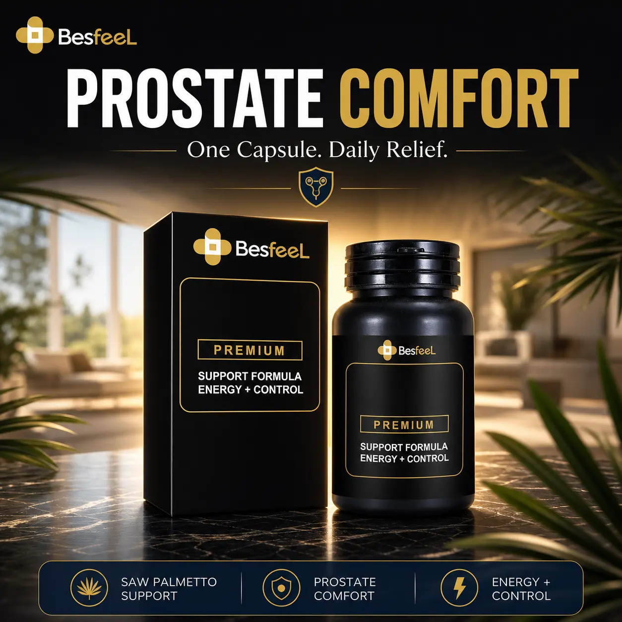 besfeel - Men’s Health Functional Supplement - Daily Core Vigor & Flow Support for Men