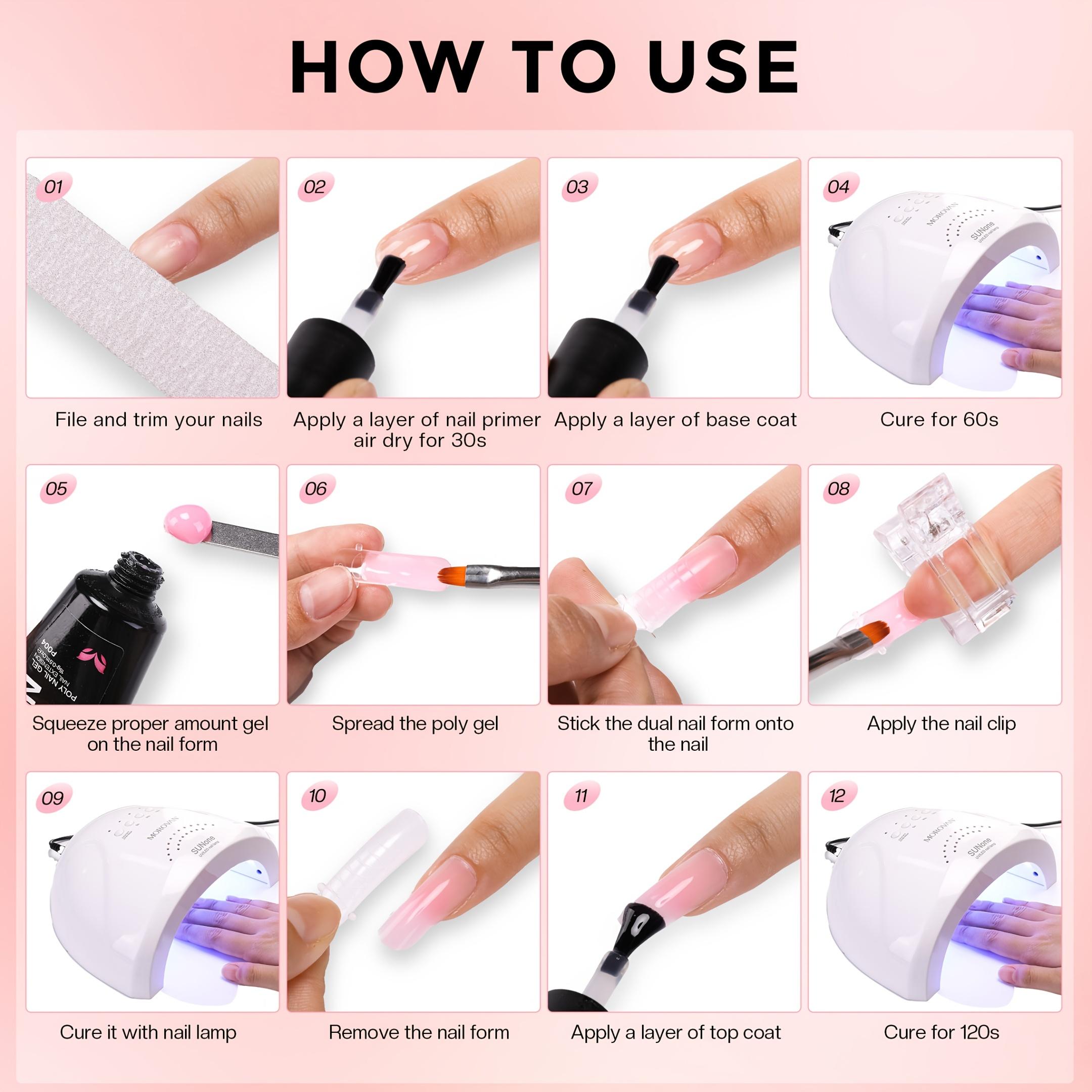 MOROVAN Poly Nail Gel & Glitter Powder Kit: Professional Nail Extension Set with Curing Lamp for Beginners and Artists