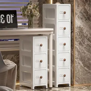 6.69inch Narrow Gap Storage Cabinet, Drawer-Style Kitchen Gap Organizer, Ultra-Thin Fridge Side Cabinet, Multi-Layer Lid Storage Box for Bathroom