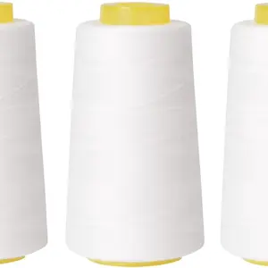 Sewing Thread Cone Set 3 Pack Thread 3000 Yards Each, All Purpose Thread Sewing Quilting Machines Overlock Merrow & Hand Embroidery White*3