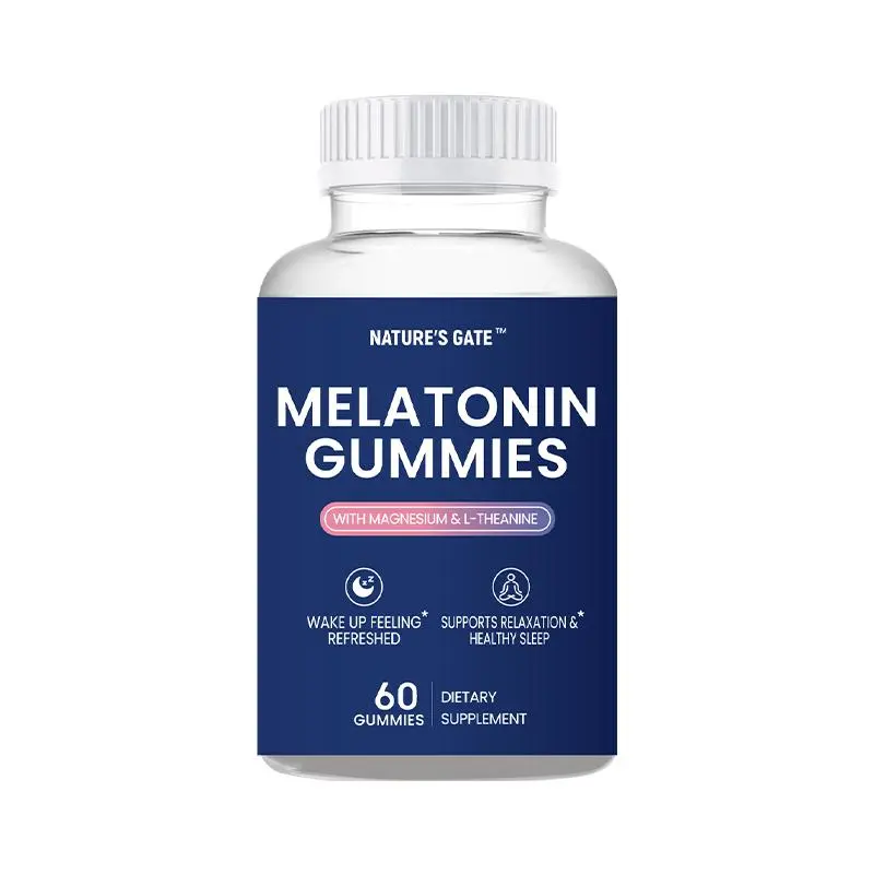 NATURE'S GATE Melatonin Gummies with Melatonin, Magnesium, L-Theanine, Sugar-free, 60 Count, 30-Day Supply