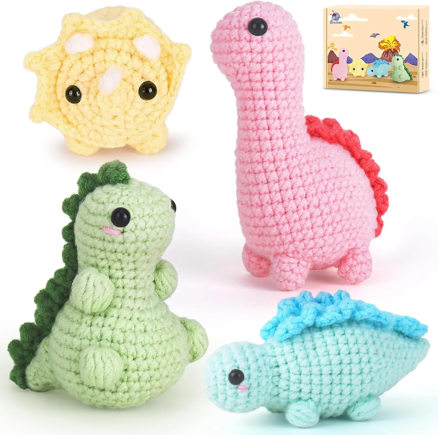 Crochetta Beginner Crochet Kit with Crochet Hooks, Step-by-Step Video Tutorials, 40%+ High-Quality Yarn, Mini Desk Set (Suitable for Adults)
