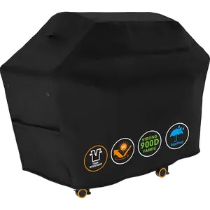 Grill Cover 65 x 30 x 46 inch, 900D Heavy Duty Gas BBQ Cover w/Side Fasteners Straps,  & Weather Resistant for Your Weber, Char-Broil, Brinkmann, Holland, Jenn Air (Black)