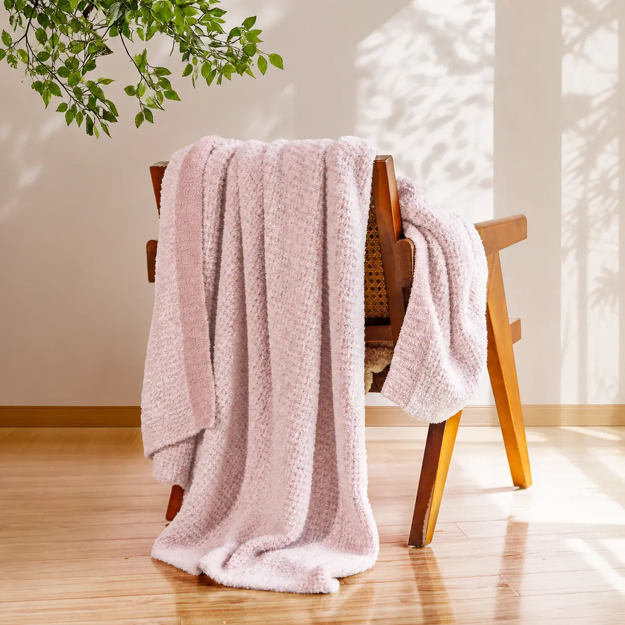 【Buy one Order one Gift】Blunique Ultra-Soft Fuzzy Knit Waffle Throw | Fall & Winter Cozy Essential | Cloud-Soft Comfort | Double-Sided Plush | Perfect for Couch & Bed | Cute Grey Faux Rabbit Fleece Throw