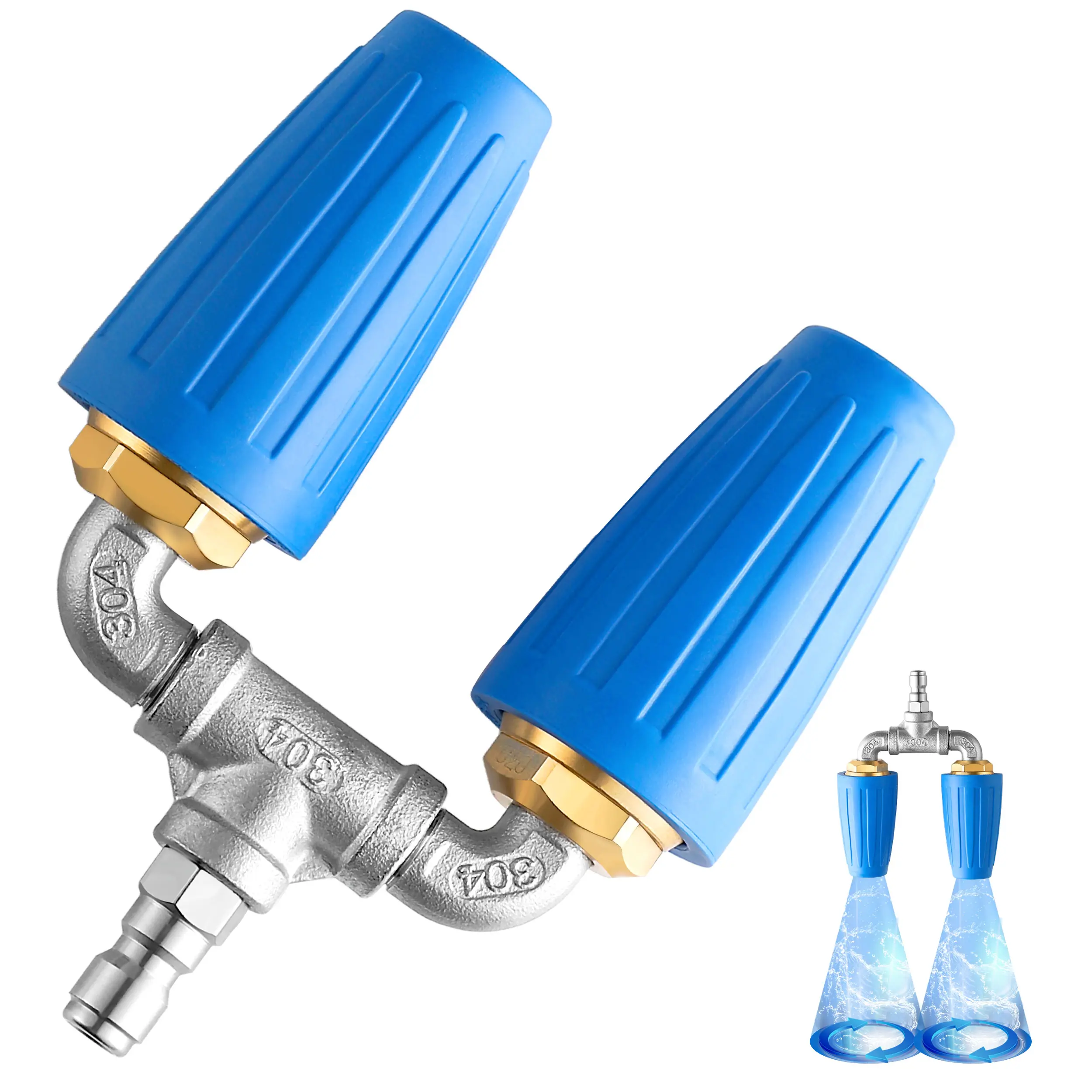 Rotating Turbo Nozzle Pressure Washer - Portable, 4000 PSI, 2.0 Orifice, 4-6 GPM, Stainless Steel Quick Connect, Brass Components, Durable Blue Plastic Exterior, Water Jet Wand, Concentrated Jet, Efficient Cleaning, Father's Day Gift Option