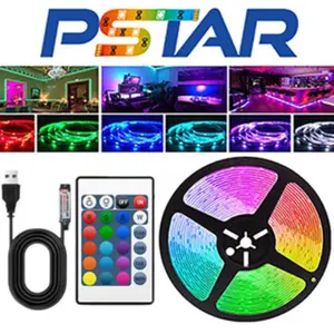 RGB LED Strip Light with 24-Key Remote Control, Multi-Mode Dimmable USB Powered, Ambient Dimmable Led, Suitable for PC TV Bedroom Dining Room Living Room Game Bar Party, Led Lights Strips, Dimmable Rgb Stripe, Adjustable Rgb Lighting