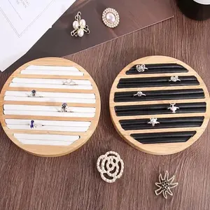 Bamboo and wood jewelry ring display tray ring stud plate vertical bracket advanced sense jewelry earrings display