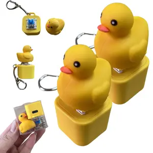 Quacking Duck Fidget Keychain - USB Rechargeable Sensory Button Toy for Stress Relief, Adorable Duck Hat Design, Perfect Portable Gift for Adults