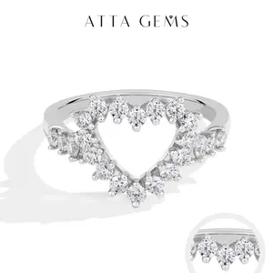 Heart Shape Shining D VVS1  Lab-Created Moissanite Ring for Women Girls Fashion Gift Luxury Party Fine Jewelry R255