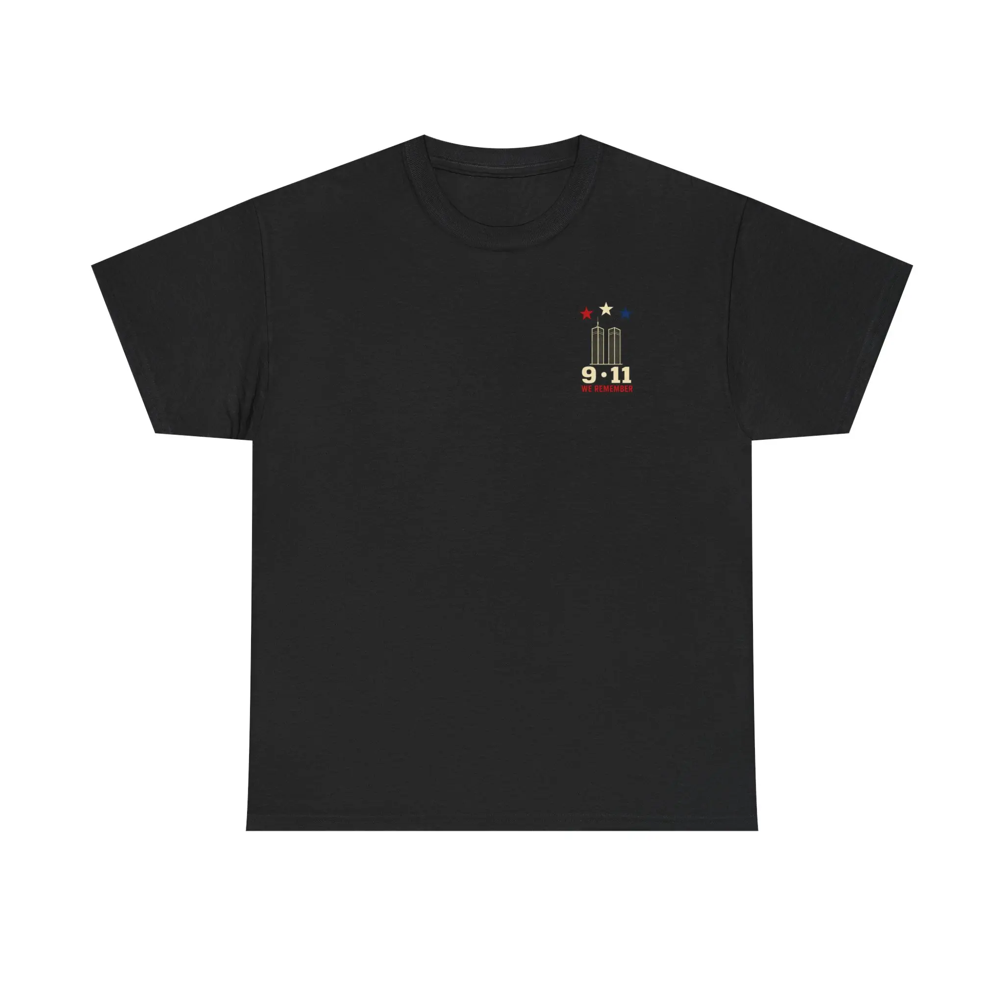 9/11 We Remember Memorial T-Shirt – Twin Towers Firefighter Tribute, Unisex Gildan 5000 Front & Back Graphic Tee