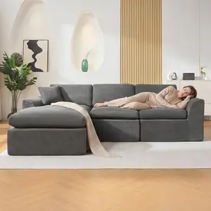 Modular Sectional Sofa 110-Inch – Deep Seat Boneless Couch, Memory Foam Comfort, No Assembly Required, Perfect for Living Room or Bedroom