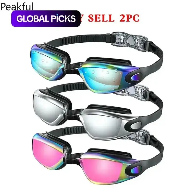 2 Pack Anti-fog Swimming Goggles, Trending Waterproof Adult Teen Swim Glasses, Leakproof Comfort Pool Eyewear, clear wide vision & soft eye seal, ideal for indoor pool training, open water swimming and daily aquatic exercise