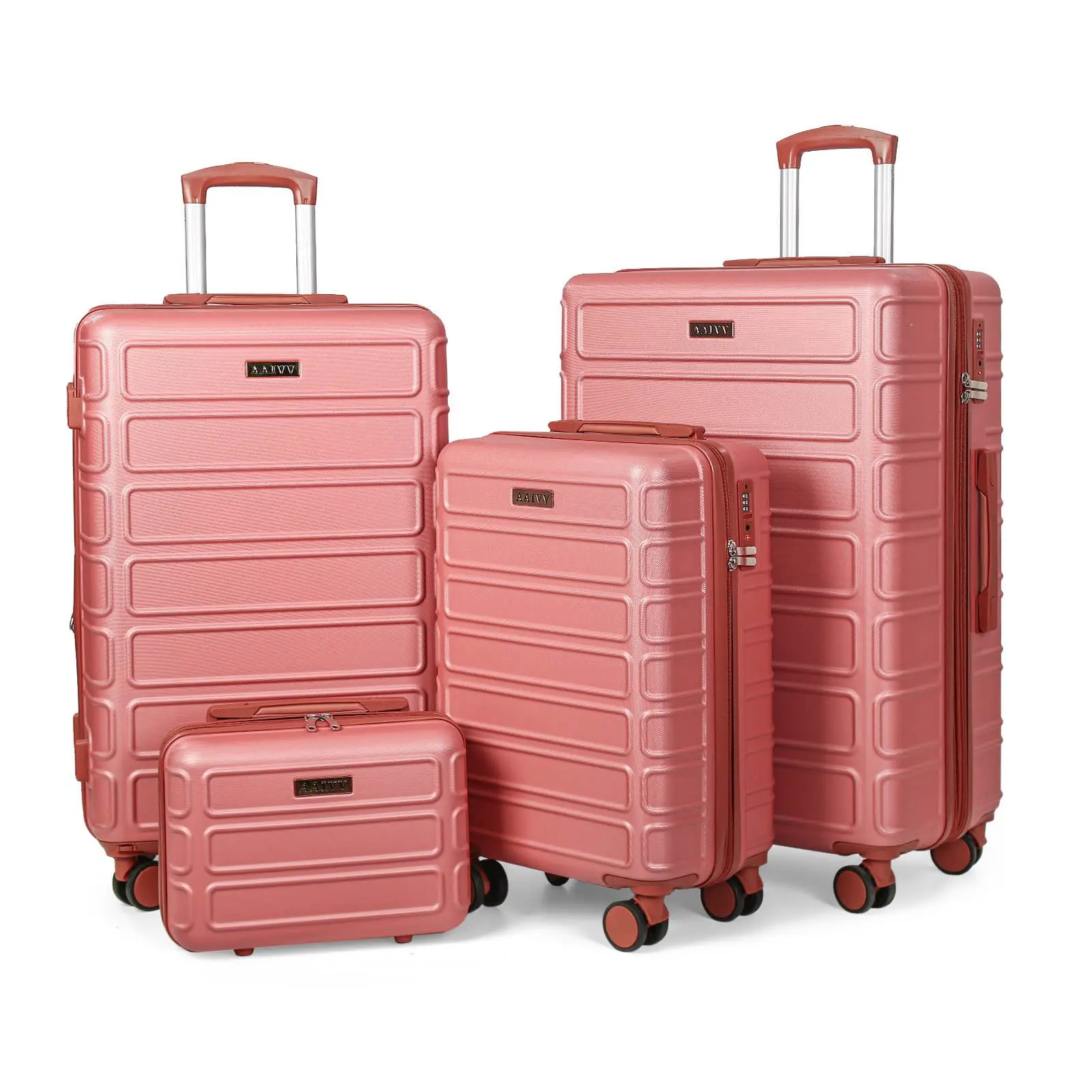 4-Piece Expandable Hardside Luggage Set, ABS Suitcase with TSA Lock, Double Spinner Wheels, Durable Carry On & Checked Luggage (13/20/26/28in) for Family Travel, Carry On Luggage