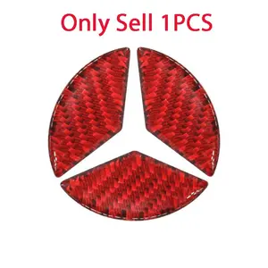 1PCS Red/Black Car Interior Car Steering Wheel Logo Carbon Fiber Sticker Decal Protective Decoration For Mercedes Benz AMG A/B/C/E/S Class W204 W205 W203 W206 W211 W212 W213 W201 W210 W220 W221 W222 W223 W251 GLC GLK CLA
