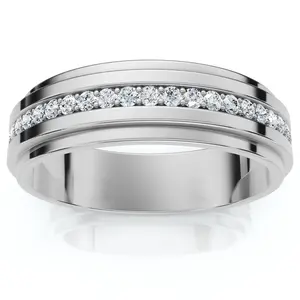 Mens Diamond 3/8ct Eternity Ring Wedding Band 14k White Gold 7mm Lab Grown
