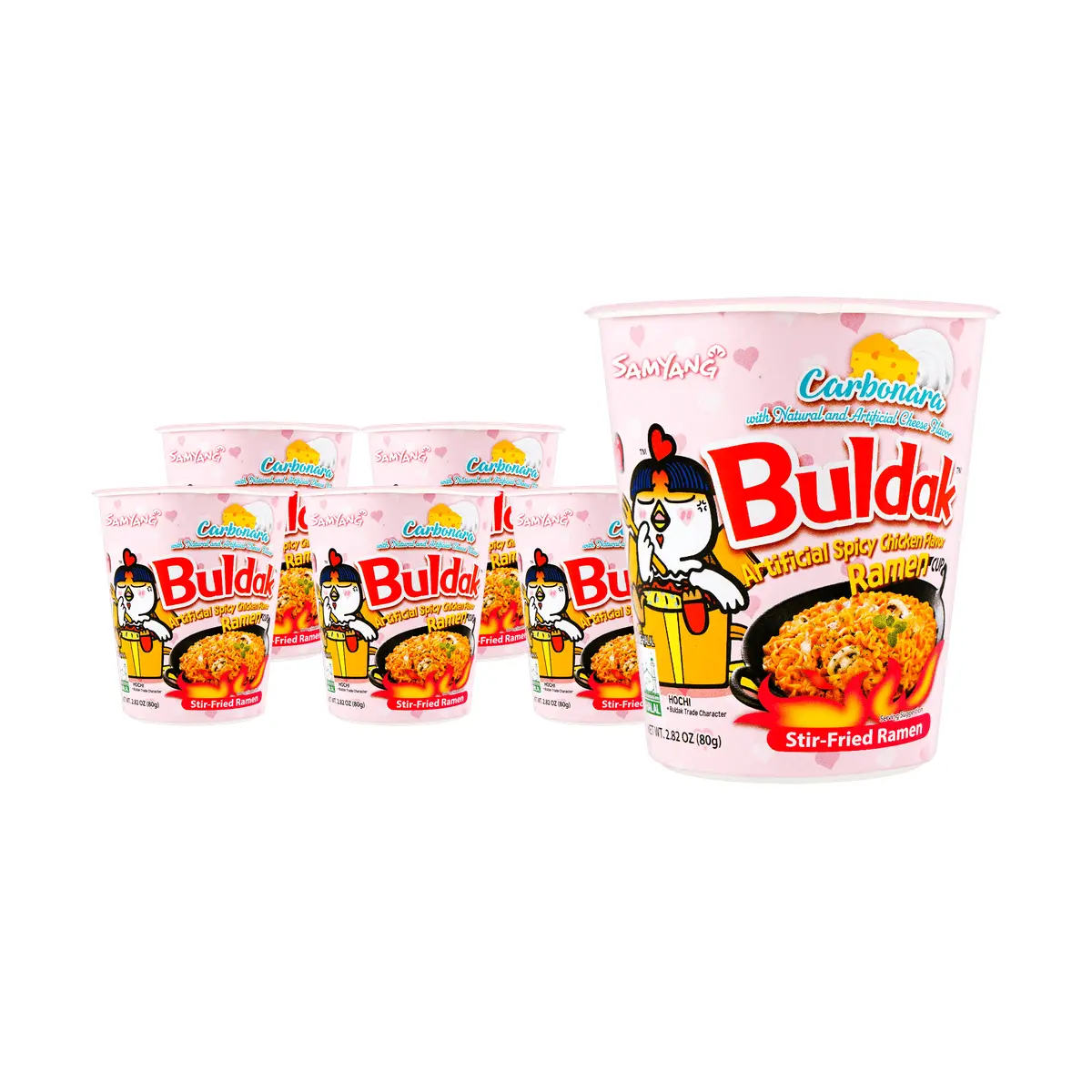 SAMYANG Korean Buldak Noodles Carbonara Stir-Fried Ramen - Hot Chicken Flavor, 2.82oz*6【6 Packs】 SAMYANG Korean Buldak Noodles Carbonara Stir-Fried Ramen - Hot Chicken Flavor, 2.82oz*6【6 Packs】
