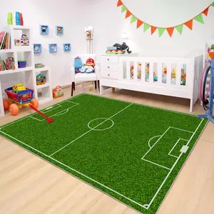 Cartoon Soccer Field Pattern Area Rug, 1 Count Non-slip Soft Floor Mat, Rectangle Decorative Carpet for Home Living Room Bedroom, Home Decor