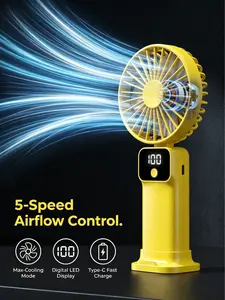 Ultra Quiet 100-Speed Foldable Fan Handheld Neck Wearable Mini Fan with Digital Display & Phone Stand