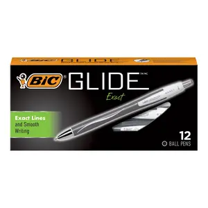 BIC Glide Exact Retractable Ball Point Pen, Black, 12 Pack BIC Glide Exact Retractable Ball Point Pen, Black, 12 Pack