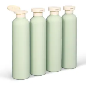 8.8oz Large Travel Bottles for Toiletries, Leak Proof Plastic Travel Squeeze Bottles Refillable Toiletry Containers with Flip Caps and Labels for Shampoo Conditioner  Wash (Green, 4 count)