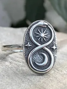 Fashion Vintage Star Moon Ring, Perfect Romantic Jewelry Gift for Valentine's Day & Christmas, Unique Jewelry Design for Special Occasions, Dark Aesthetic Elegant Fashion Rings