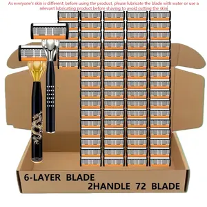 This classic men's razor comes with 72 ultra-sharpand durable blades, and its progressive designensures a safe,smooth and painless shavingexperience.Comes with 2 non-slip handles, perfectfor holiday gifts