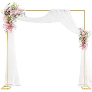 6.5FT Gold Square Wedding Arch Backdrop Stand, Metal Balloon Arch Frame for Party Decor, Wedding Arch Decoration