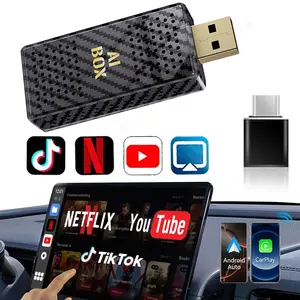 【FIFA World Cup 2026】Yurnlv Mini AI Box - Streaming Netflix/Youtube/Tiktok to your car! 4 in 1 Wireless CarPlay and Android Auto Adapter suitable for Factory wired CarPlay Cars