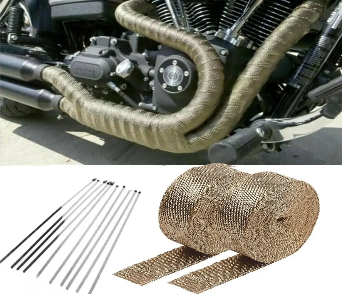 Titanium Exhaust Header Pipe Heat Wrap 2" x 16' Roll 2500°F Hi Temp